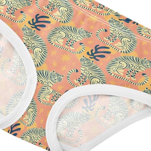 Girls' Underwear Retro Tiger Cotton Stretch Comfort Toddler Panties4