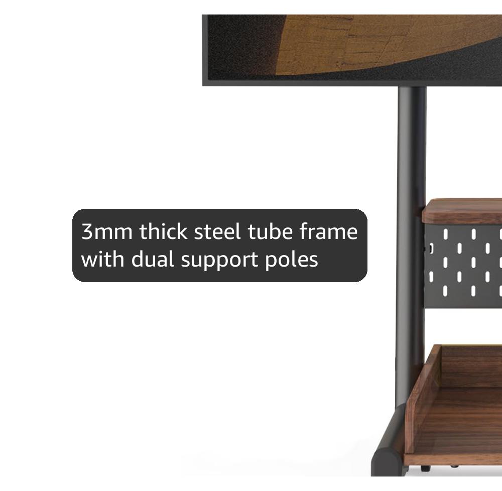 FITUEYES Tv-standaard, oprolbaar, televisiestandaard met wieltjes, vloerstandaard, tv, rolwagen voor 70-100 inch televisie, in hoogte verstelbaar, hoog, max. 80 kg, VESA 850 x 600 mm