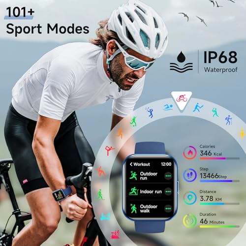 Image of Gydom Smart Watches for Men, 1.8 inch Fitness Tracker for Android & iPhone, Answer /Make Calls, Alexa Built-in, Heart Rate /Sleep /SpO2 Monitor Smartwatch, 3ATM Waterproof Watches 101+ Sport Modes, 2 Bands