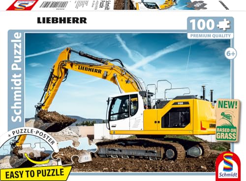 Preisvergleich Produktbild Schmidt Spiele 56550 Liebherr, Raupenbagger R928, 100 Teile Kinderpuzzle aus Graspappe