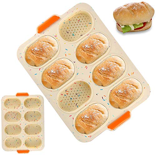 CHAWHO Mini bandeja para hornear baguette, Silicone antiadherente molde para hornear pan | Bandeja de pan crujiente Loaf Baking Mould, French Bread,34x24cm 2#