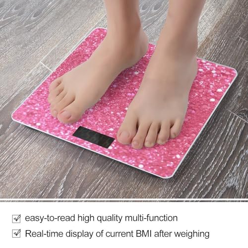 Báscula digital de baño rosa con brillo y vidrio templado miniatura 5
