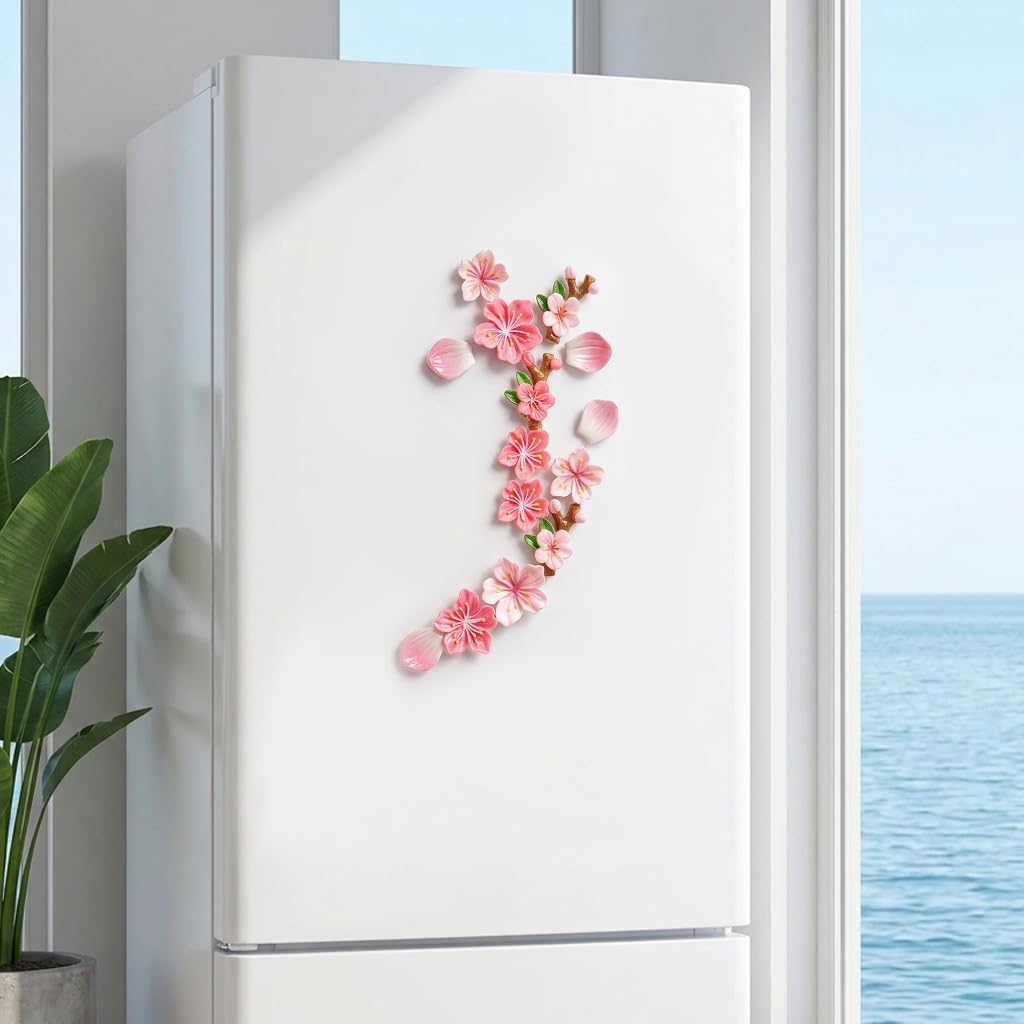 Pink Peach Blossom Fridge Magnets - Floral Decor -6