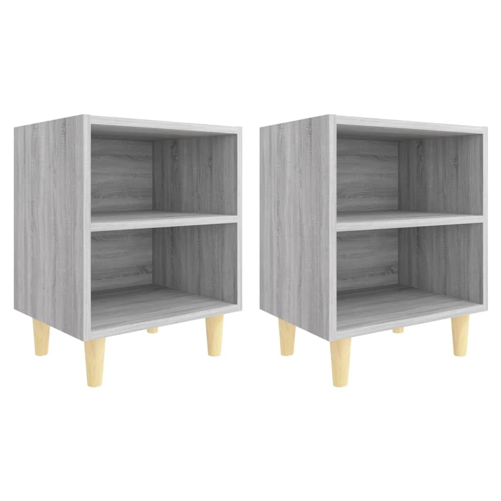 Petite table de nuit scandinave grise en lot de 2 pour une chambre chaleureuse