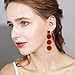 80s Neon Round Drop Earrings Acrylic Circle Disk Dangle Earrings Halloween Circular Statement Earrings for Women (Red)