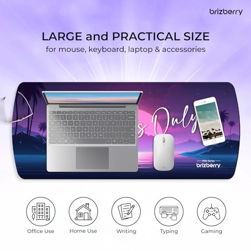 Image of Brizberry Extended Mouse Pad, Desk Mat, 740mm x 310mm x 3mm Large Printed Premium Anti Skid Rubber Base for Desktop Laptop Keyboard (DM Design 10)
