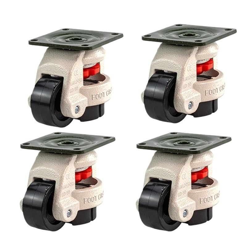 4PCS GD-60F/GD-60S Leveling Casters - Heavy Duty 250kg Capacity Retractable Adjustable Caster Wheels(GD-60F)