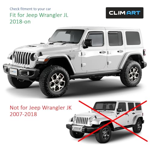 Image of CLIM ART in-Channel Incredibly Durable Rain Guards for Jeep Wrangler JL 2018-2026 /Gladiator 2020-2026, Original Window Deflectors, Vent Window Visors, Vent Deflector, 4 pcs. - 618405