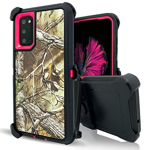 Vodico Samsung Galaxy S20 Case Heavy Duty Defender Holster, Camo Protective Phone Cover with Belt Clip&Kickstand Military Grade Non Slip TPU Bumper Running High Impact Shockproof Case (Xtra Rose)