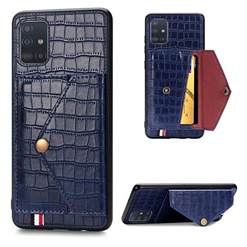 Samsung Galaxy M31 Case with Card Holder Wallet for Women/Girls, Cute Slim Thin Premium PU Leather Shockproof Flip Magnetic Closure Full Body Protective Stand Phone Cases Cover Navy Blue