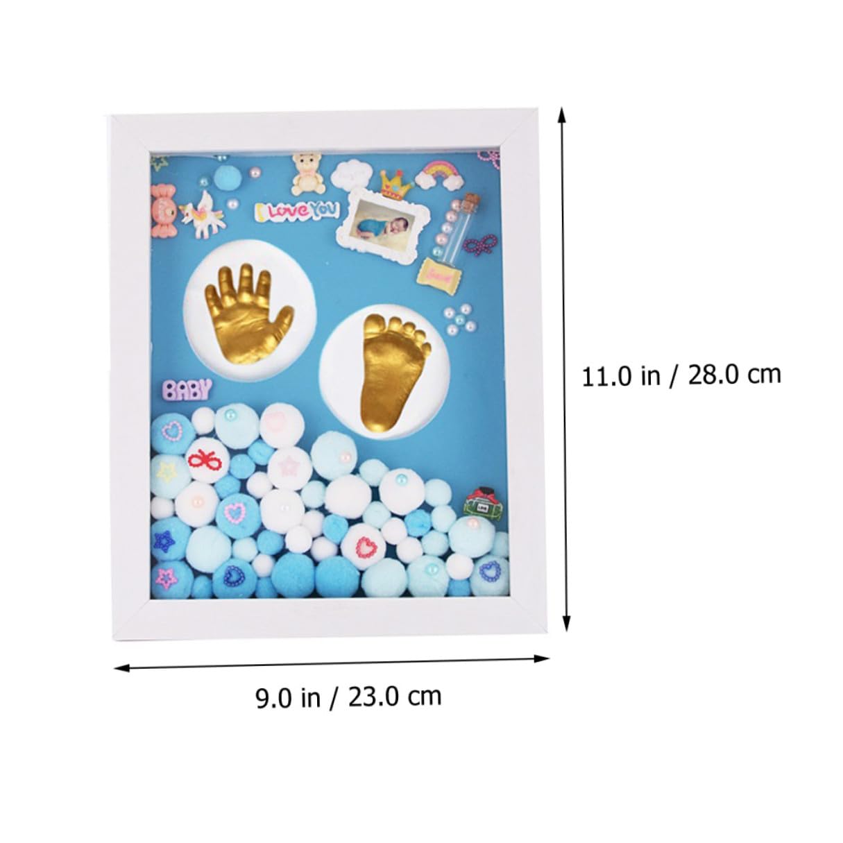 Kit Impronte Bimbi Oro Cornice Foto in Acrilico per Ricordi Nascita Neonata, Decorazione da Parete per Battesimo e Regalo Primo Compleanno
