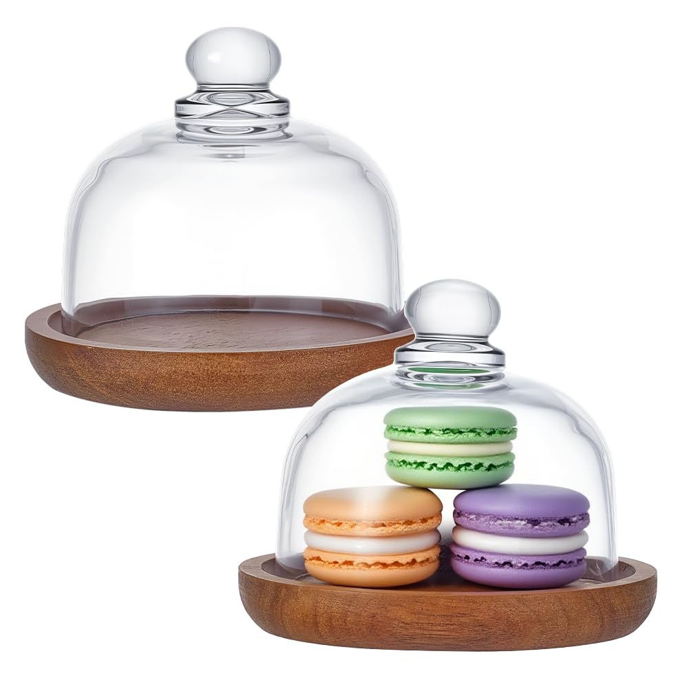 NBEADS 2 pz. Cupola per Dessert In Vetro con Base, Mini Vetrine per Torte A Campana Vassoi per Esposizione In Vetro A Campana per Cucina, Feste di Compleanno, Matrimoni, 8cm di Diametro