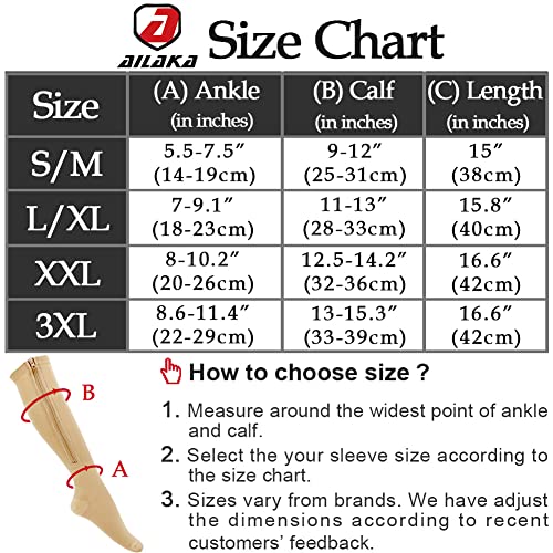 Ailaka Medical 15-20 Mmhg Zipper Compression Socks Women Men #TOP4