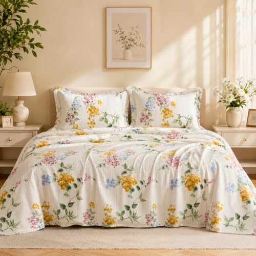 Image of SANMARINO Cloud Cotton 210 TC King Size Bedsheet with 2Pillow Covers | Ultra Soft & Breathable | Floral Design Bedding Set | Hotel-Quality Comfort for a Luxurious Sleep | 270 x 250 cm | Wildflower Mix