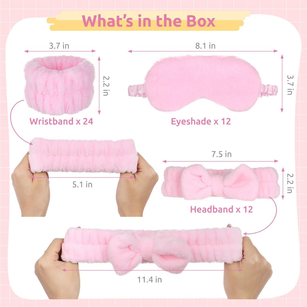 Bulk Spa Kit 48 Pezzi Set di Fasce Braccialetti E Maschere Occhi Perfetto Per Eventi Donne