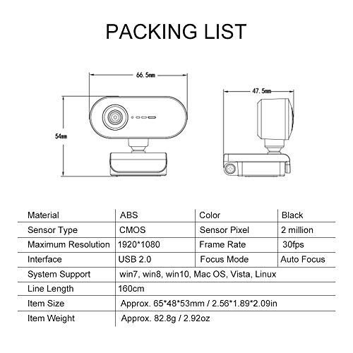 OWSOO P7 USB Webcam 1080P Câmera de computador de alta definição Câmera de conferência com foco auto