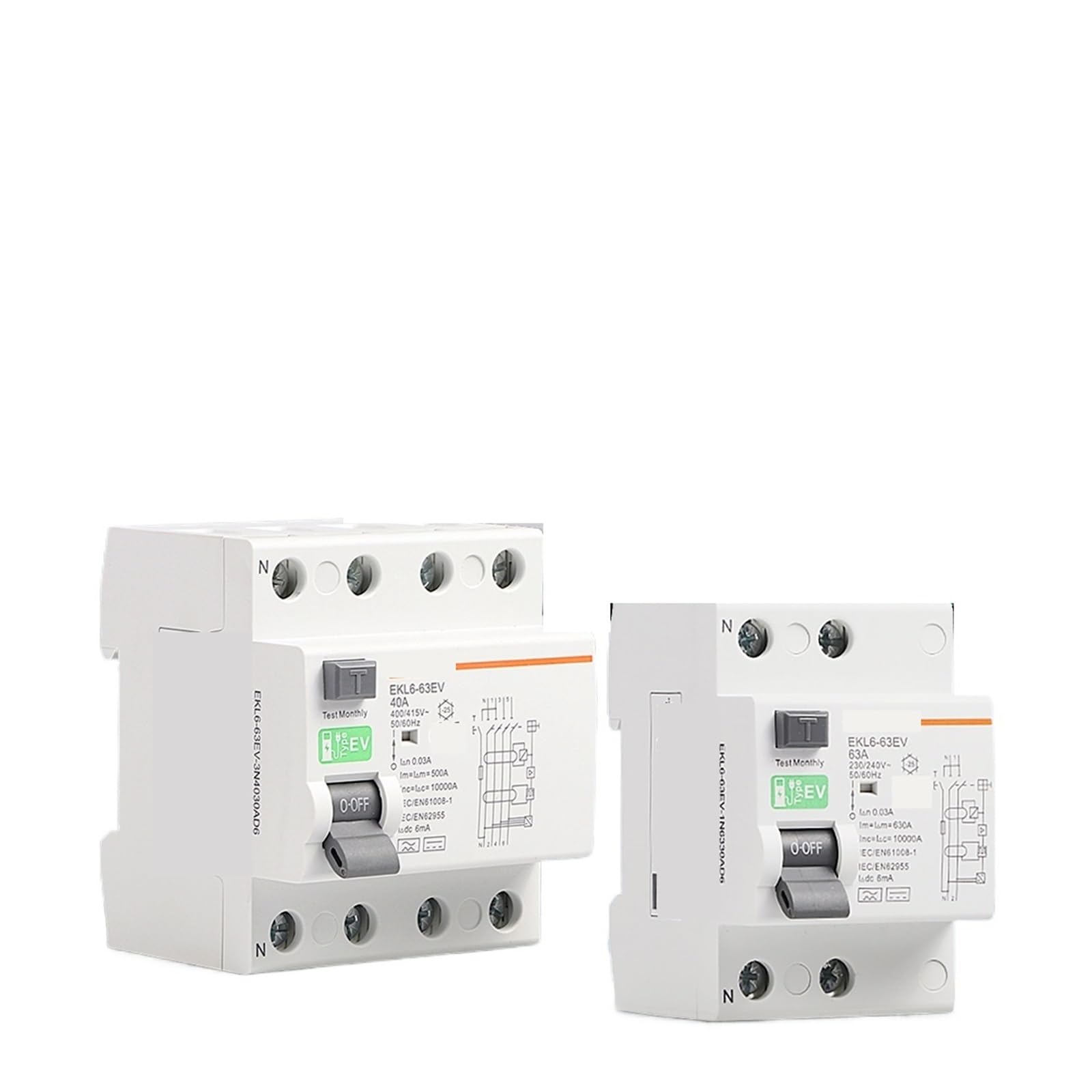 Interruttori differenziali 2P 4P for stazioni di ricarica for auto EVSE RCD 40A 63A 30mA EKL6-63EV 10KA 1 pz(4P,40A)