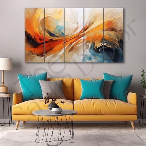 Image of The Castle Decor Abstract art painting with frame Big Size 27x48 Wall art for living room,Bedroom,Drawing room,Hotels-Wooden Framed-335