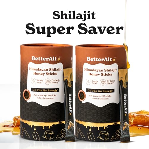 Image of Better Alt Pure Himalayan Shilajit /Shilajeet Caramel Energy Sticks with Organic Honey|Helps muscle recovery|Boosts Strength & Improved energy, 85+ Trace Minerals, 75%+ Fulvic Acid-Pack of 2