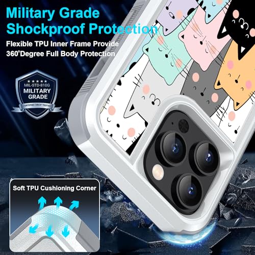 Candykisscase Case for iPhone 14 Pro, Cute Cats Funny Pattern Shock-Absorption Hard PC and Inner Silicone Hybrid Dual Layer Armor Defender Case for Apple iPhone 14 Pro - image 4