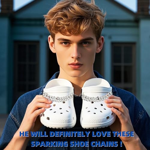 Image of Bling Shoe Chains For Adults Women Men Teens Girls Boys, Rhinestone Chain Shoe Charms For Clog Sandals,Shoe Decoration Accessories For Birthday Gifts Party Favors