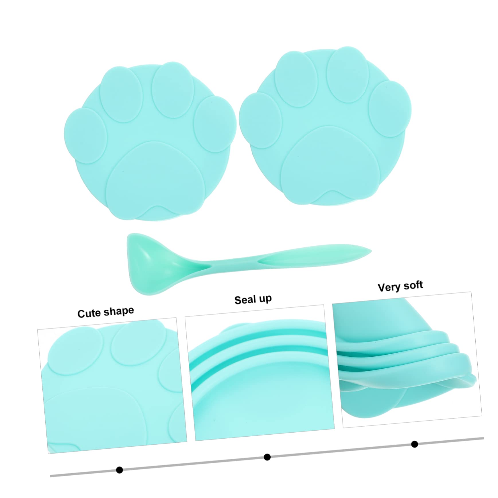 Kisangel 4 Juegos tapa de lata para mascotas silicone stirring spoon cuchara de comida reemplazable cubierta de comida para gatos domésticos accesorio de comida para perros triple puede