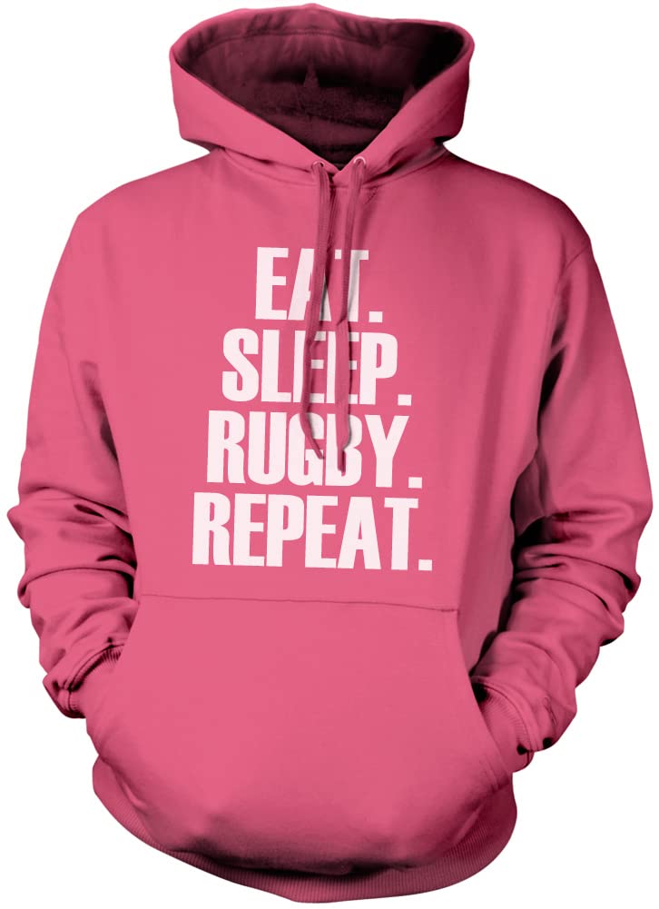 Eat Sleep Rugby Repeat Player Training Unisex Hoodie - Pink Medium