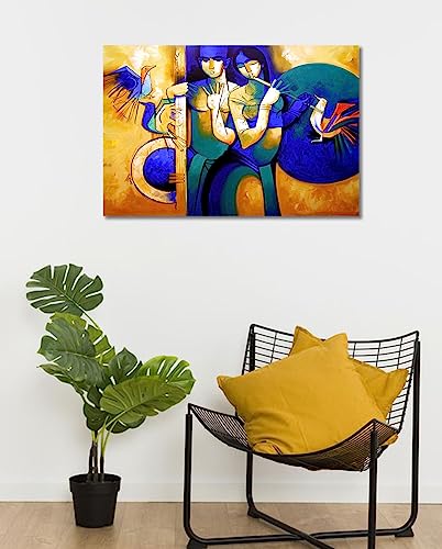 Image of Tamatina Religious Art Canvas Painting | Krishna | God Unframed painting for Home decor|size - 24X16 Inches.b191