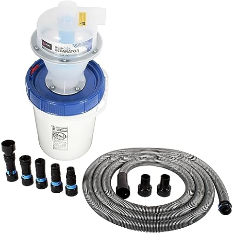 Assembled Quick Click Dust Separator with 5 Gallon Locking Collection Bin and Power Tool Adapter Set with 16 Ft. Hose Cover