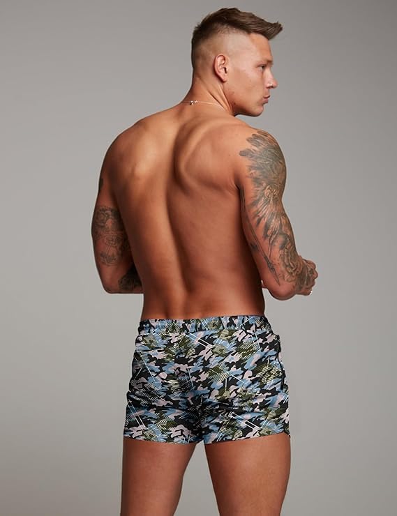 COOFANDY Maillot de bain pour homme - Short de bain - Taille S à XXL, Camouflage bleu gris, Large