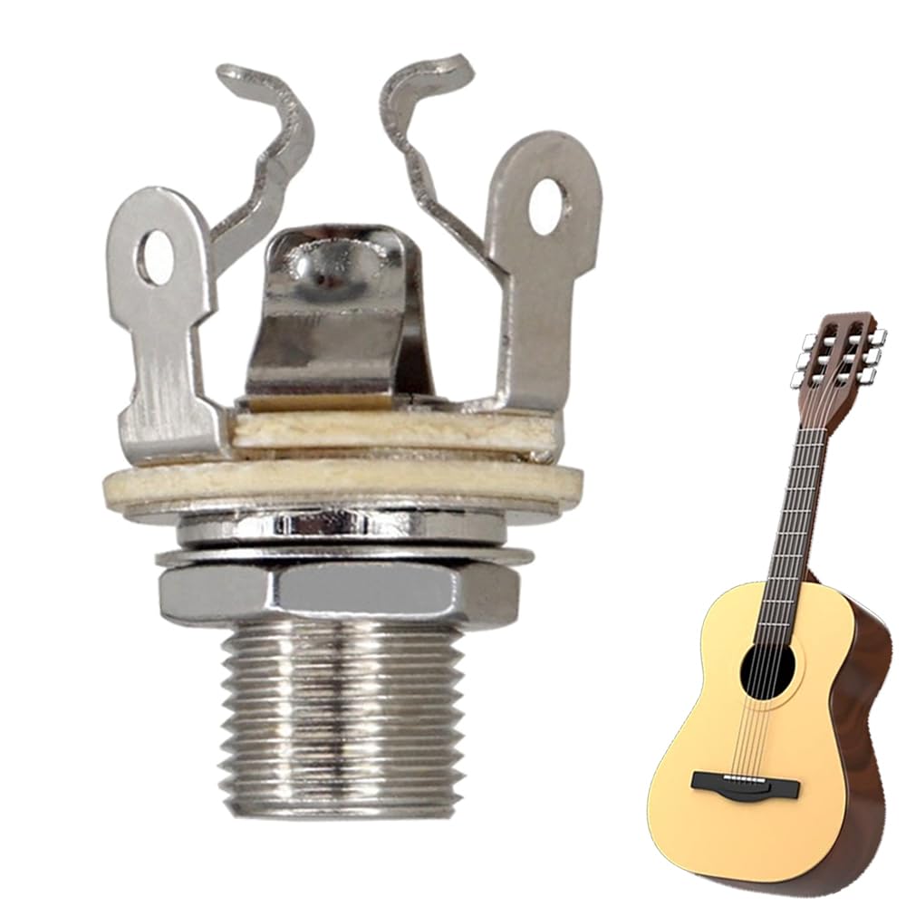 Guitar Jack Socket Copper Construction Full-Contact Output Jack Socket Silver 4-Contact Stereo Jack for Electric Guitar Bass Speakers Audio Amplifier