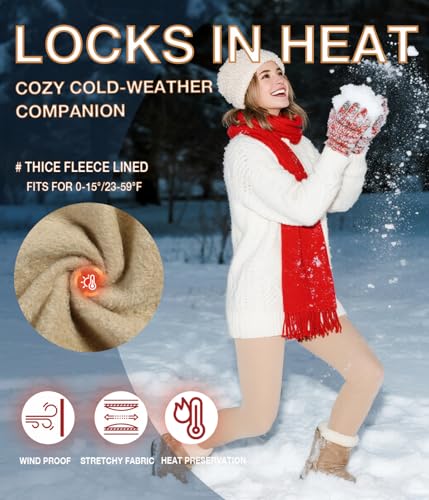 Image of MERYLURE Fleece Lined Tights Women, Winter Warm Opaque Thermal Pantyhose, High Waisted Thick Control Top Leggings