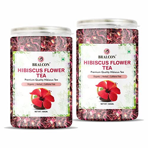 Image of BRALCON Hibiscus Flower Tea 100g | Premium Dried Whole Leaf Infusion | 100% Natural Herbal for Iced Drinks & Cocktails | Pure Floral Botanical