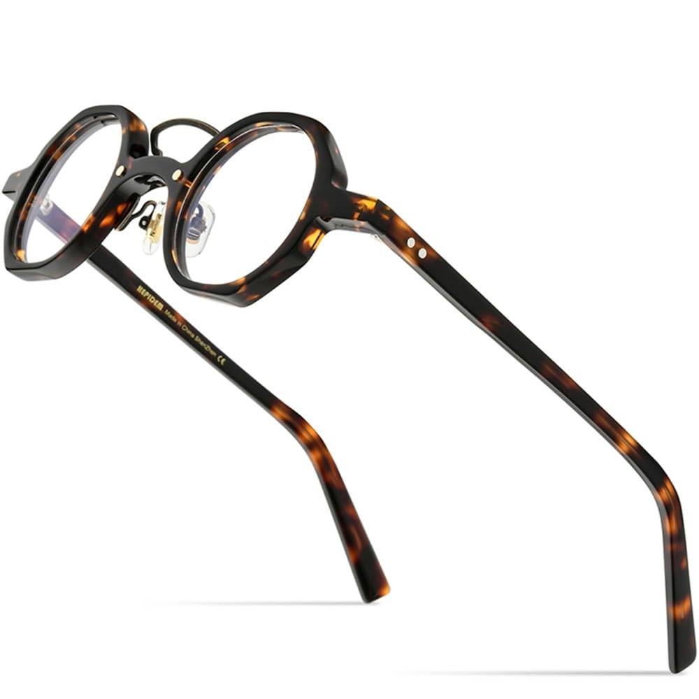 MUTYNE Montura de gafas de acetato para hombre, anteojos redondos Retro Vintage, gafas