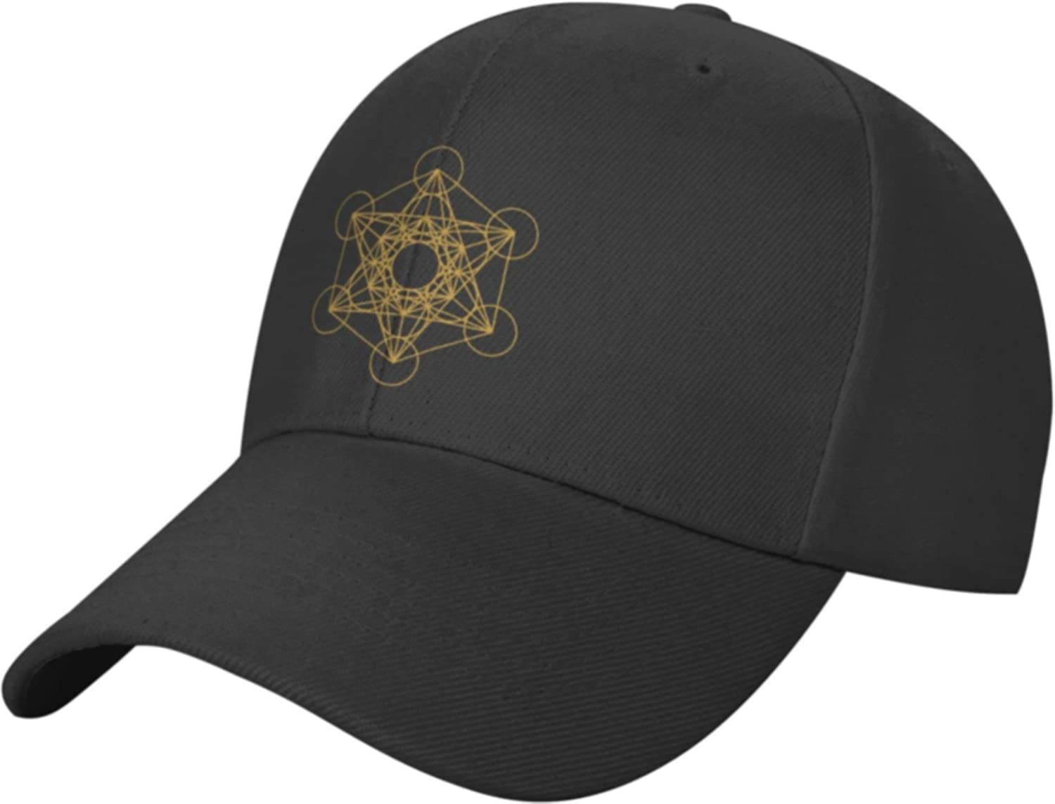 LsjueeMetatron's Cube Baseball Cap Adjustable Solid Color Curved Peaked Cap Unisex Black
