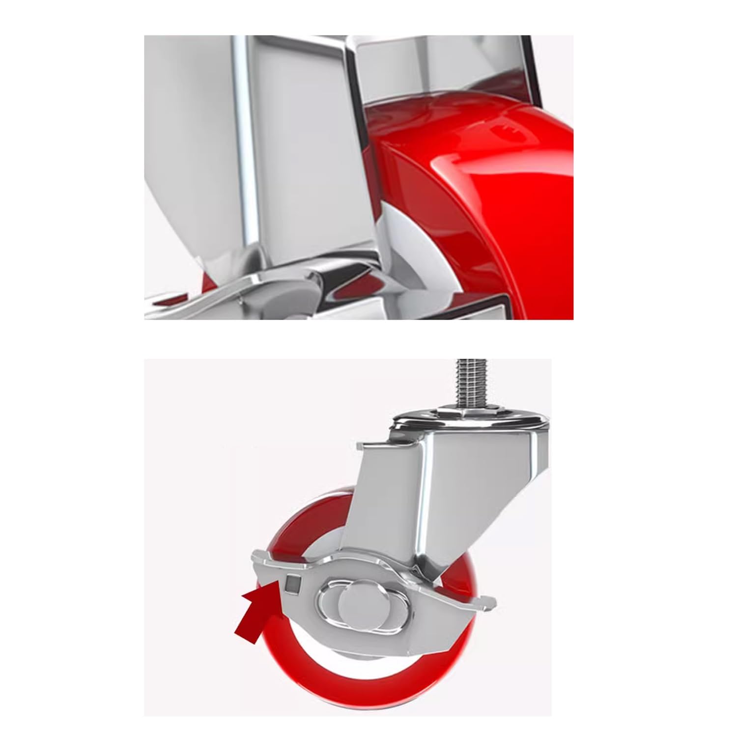 Confezione da 4 rotelle per mobili da 2 Pollici con Perno filettato M8/10,Ruote girevoli in PU Resistenti,Antiscivolo e silenziose con bloccaggio,Ideali per armadi e mobili.