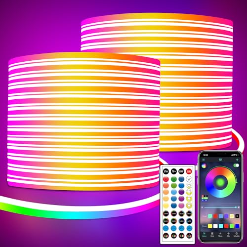 segrass Neon Led strip 30m mit Fernbedienung APP Steuerung IP65 wasserdichte flexible Neon Rgb LED Streifen 24V LED Neon band strip anwendbar auf...