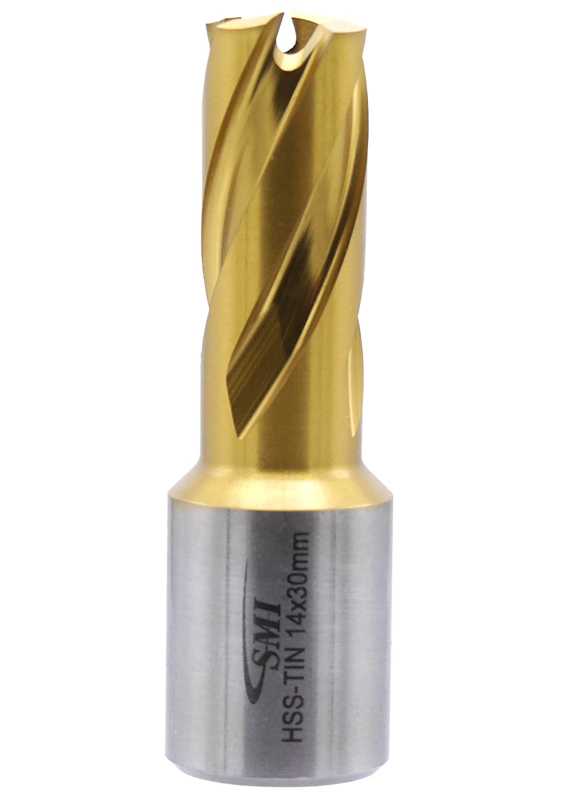 SMI HSS TiN Kernbohrer 14 mm Drm. Schnitttiefe 30 mm, Aufnahme 19 mm Weldonschaft