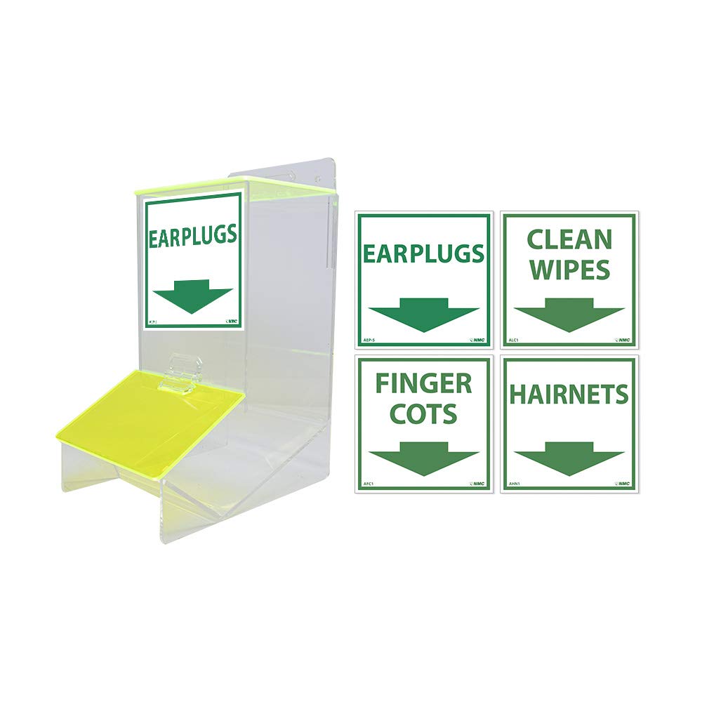 NMC ABM Anything Dispenser - 6 in. x 11.25 in. x 9 in. Clear Acrylic Holder for Earplugs, Clean Wipes, Hairnets, Finger Cots. Accessory Dispensers: Industrial & Scientific