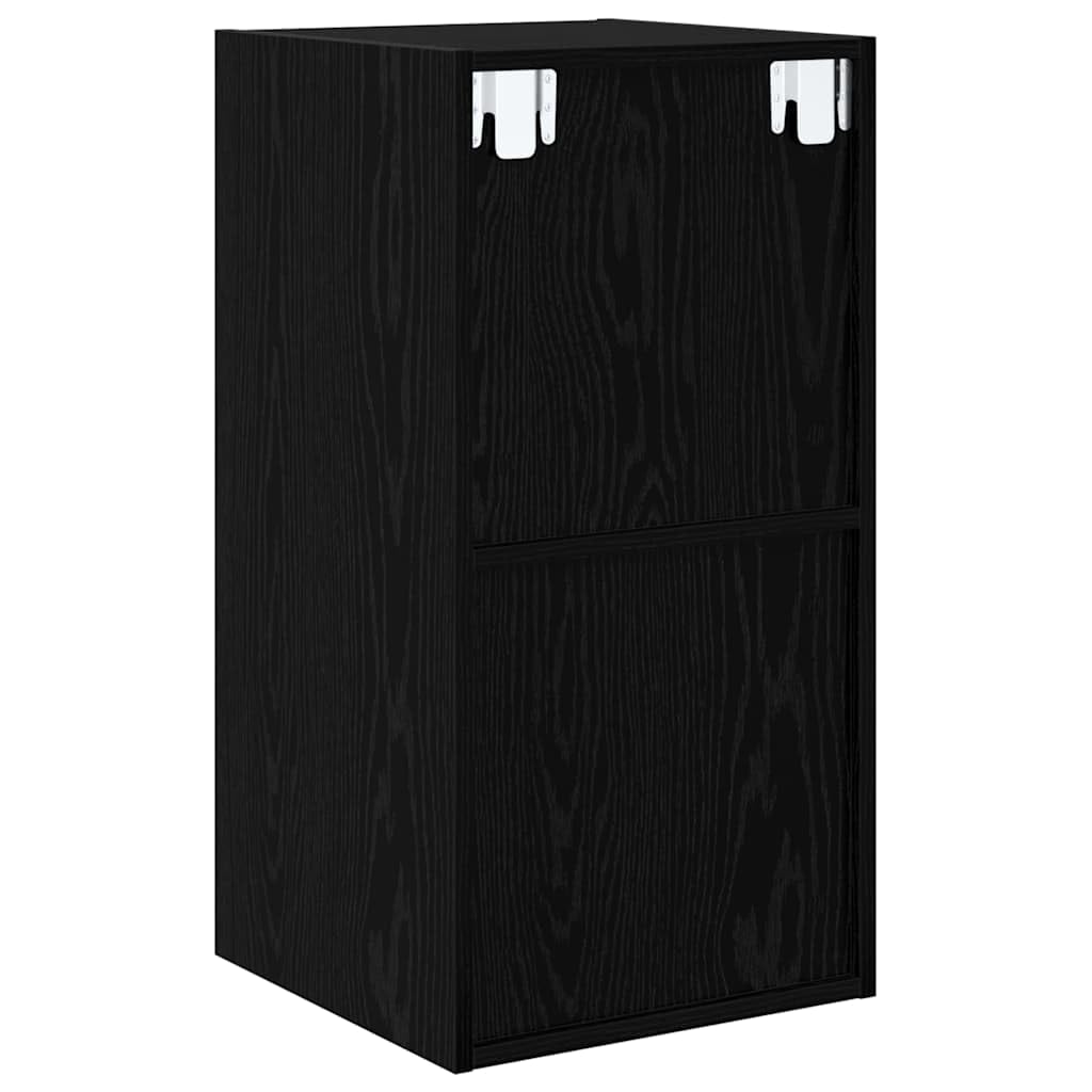 Zestaw szafek pod telewizor, montowana na ścianie, wygląd czarnego dębu, 37 x 37 x 72 cm, nowoczesny design, oszczędzający miejsce regał na media, trwały materiał drewnopochodny, uniwersalny