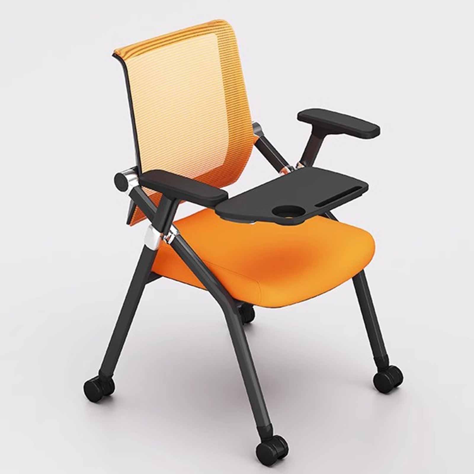 Training Chair With Table Foldable Office Chair Backrest Chair Training Institution Chair Company Conference Chair(Orange,B)