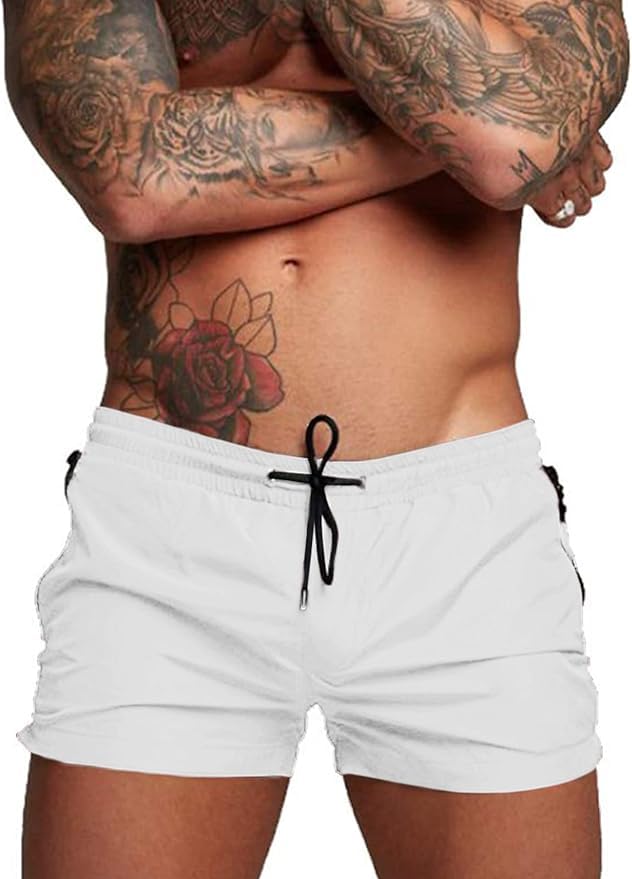 coofandy Men's Swim Trunk Quick Dry Swimwear Mesh Lining Bathing Suit Swimsuit Board Beach Sport Short, White, X-Large-picture-45