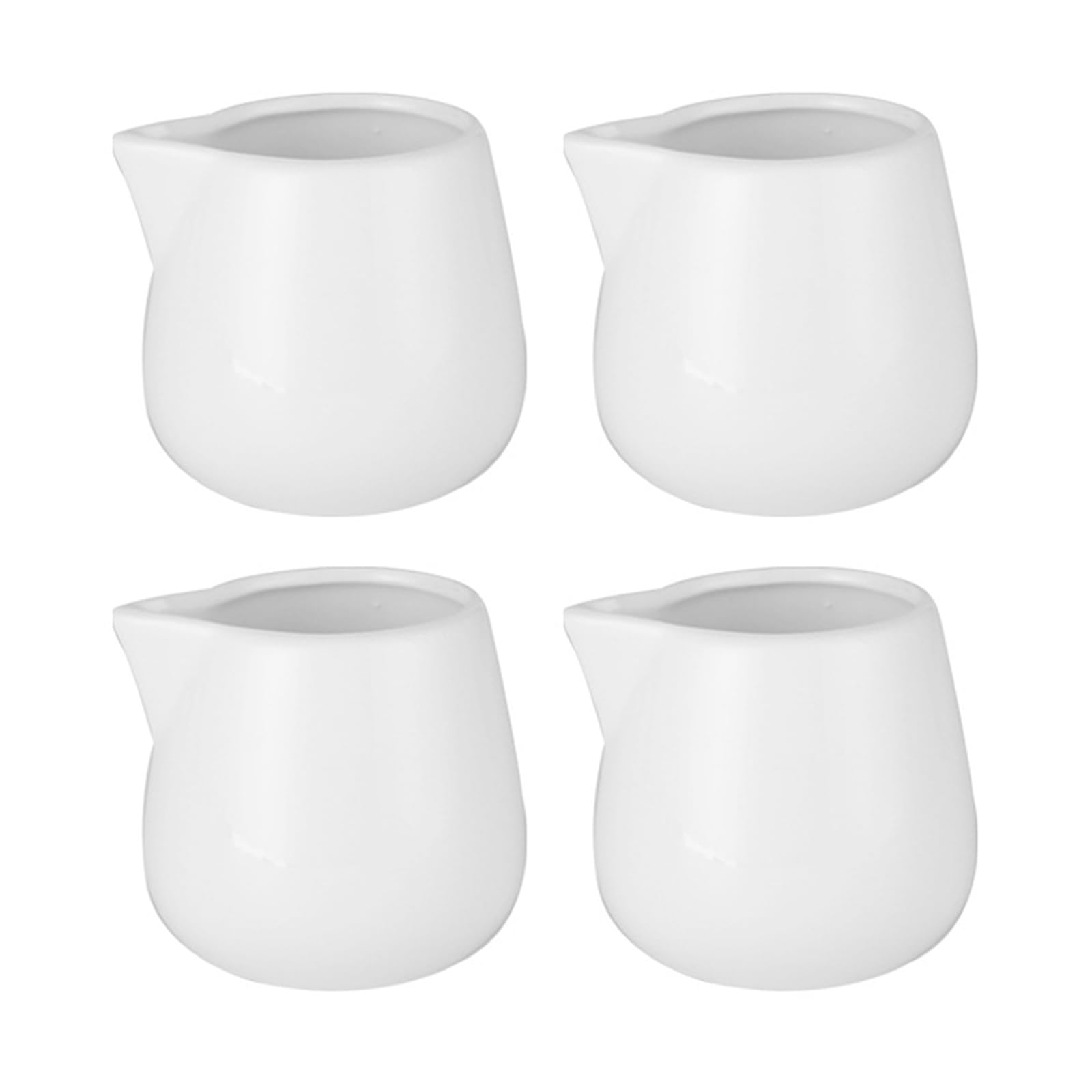 Jarsense 4Pcs Mini Ceramic Milk Jug, 45ml Creamer Pitchers Sauce Cup Syrup Server Custard Jug Without Handle for Milk Coffee Cream Sauce - White