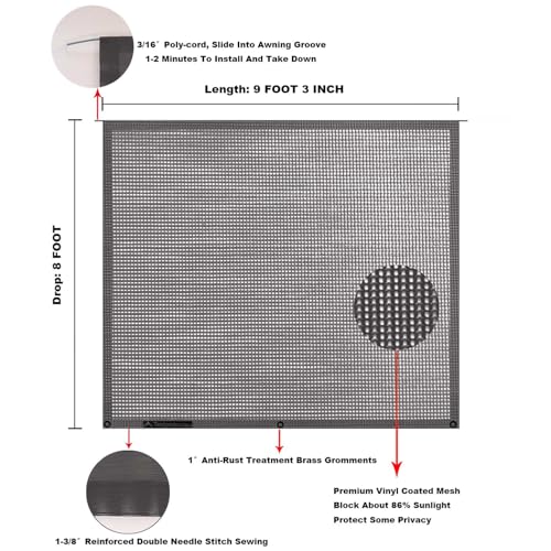 Image of RV Awning Mesh Sun Shade Screen for Motorhome Camper Trailer Sunshade