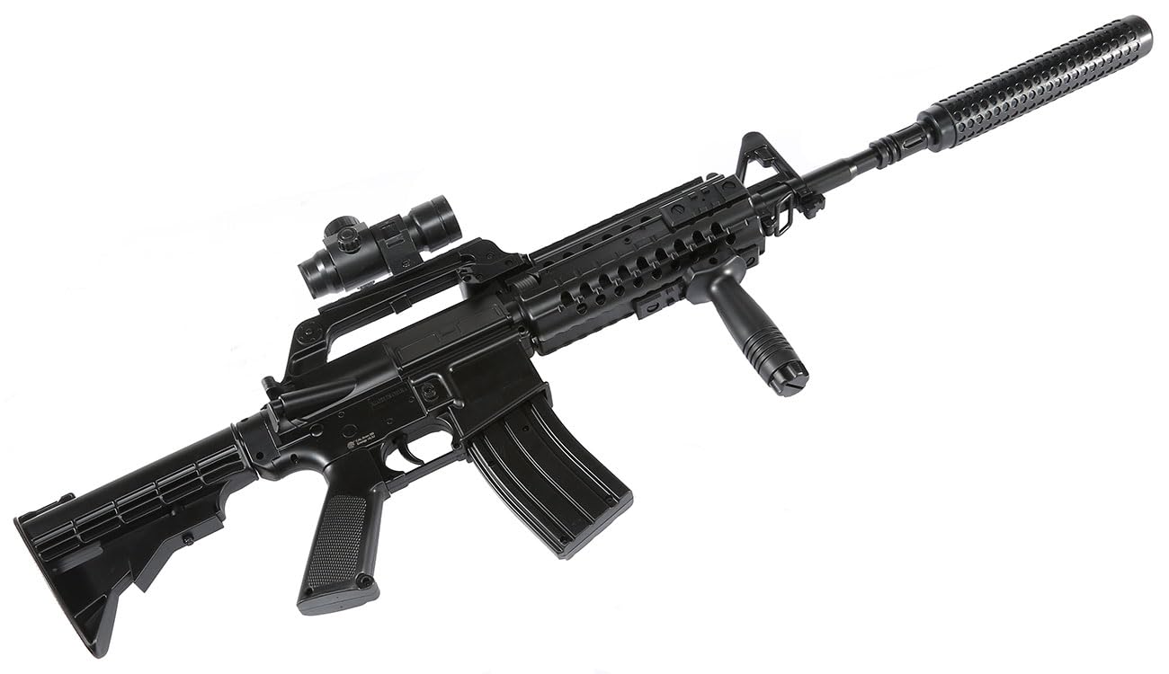 Softair Wellfire M4 CASV mit Schalldämpfer Springer unter < 0,5 Joule Maschinen- Sturm- Gewehr Waffe