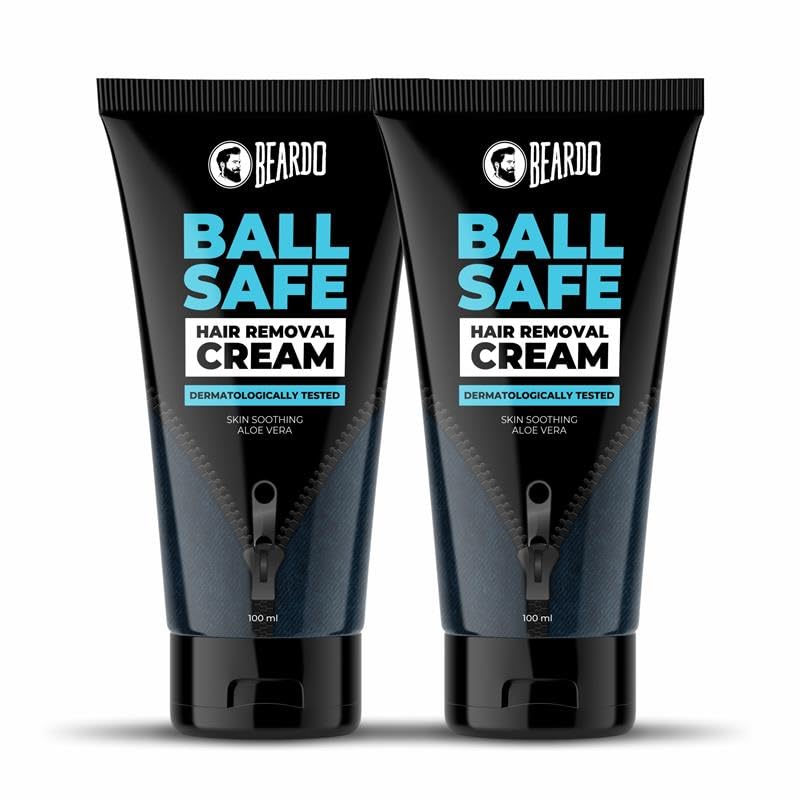 Image of Beardo Ball Safe Hair Removal Cream | Intimate Hair Removal Cream for Men | Painless & Safe Hair Removal in Minutes | With Coconut Oil, Shea Butter & Aloe Vera for Smooth & Hydrated Skin | Dermatologically Tested - 100ml X 2(Pack of 2)