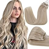 Hetto Micro Ring Human Hair Extensions Highlighted #18 Ash Blonde Mix #613 Bleach Blonde Micro Loop Hair Extensions Human Hair 12 Inch Straight Micro Link Extensions Human Hair 50 Strands 40g
