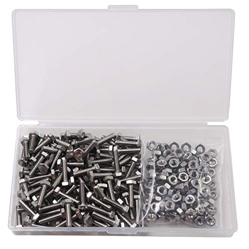 Preisvergleich Produktbild M5*16mm Sechskantschrauben Edelstahl 304 Maschinenschrauben Gewindeschrauben Voller Thread Schrauben und Muttern(Schraube 80PCS, Mutter 80PCS)