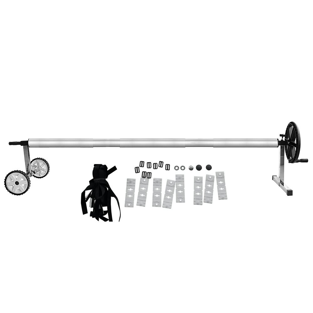 Melko Enrouleur de piscine mobile pour film de piscine - Enrouleur pour film solaire - Pour piscines de 3 à 5,7 m de large - Matériel de fixation inclus