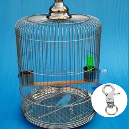 Image of 8 Pcs Bird Cage Lock Bird Cage Lobster Clasp, Birdcage Lock Birds Cage Clip Dove Cage Door Keychains Swivel Clip Rabbit Cage Door Locks Purse Hooks to Rotate Shackle Stainless Steel Iron Wire